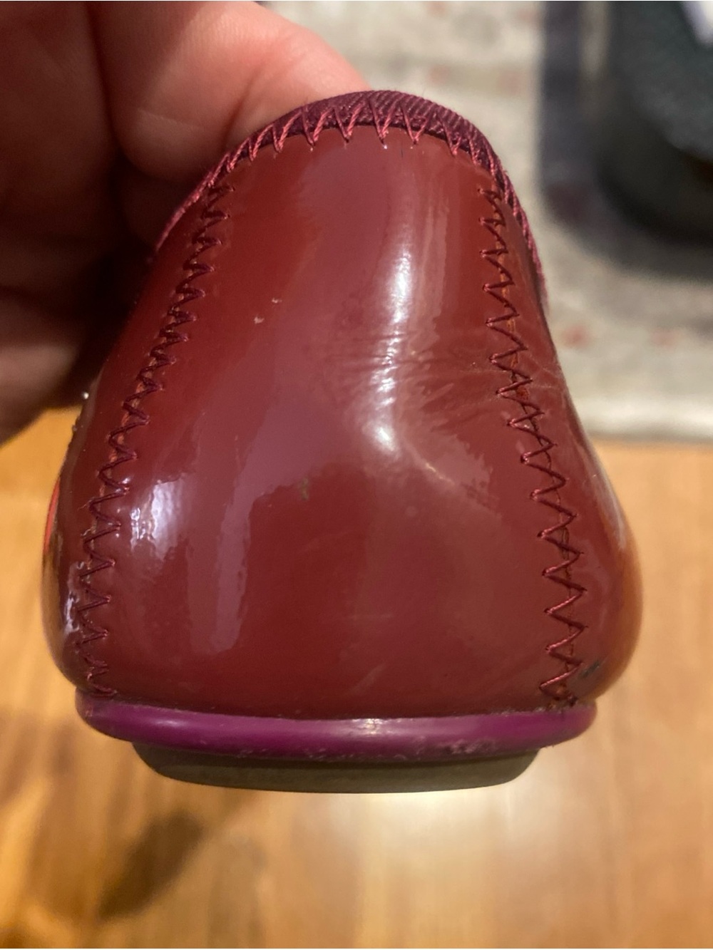 Women’s Burgundy Bow Ballet Flats - Picture 6 of 11